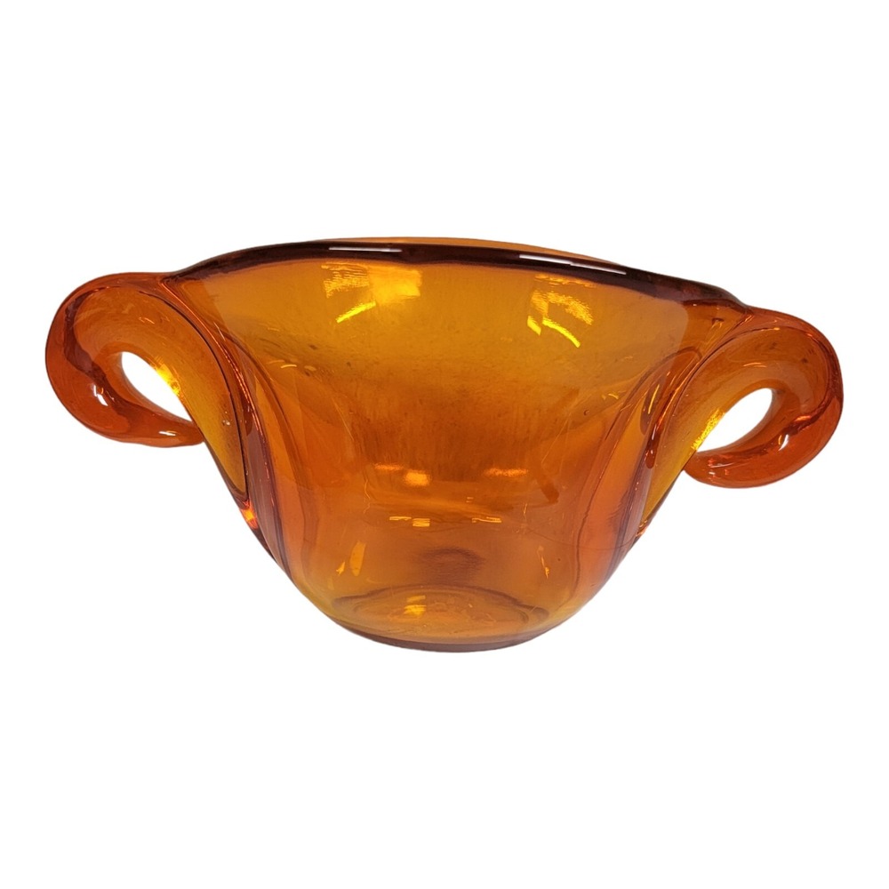 Vintage Tiffin Flower Arranger Empress Vase‎ Bowl Rams Head Orange 9" CHIPPED